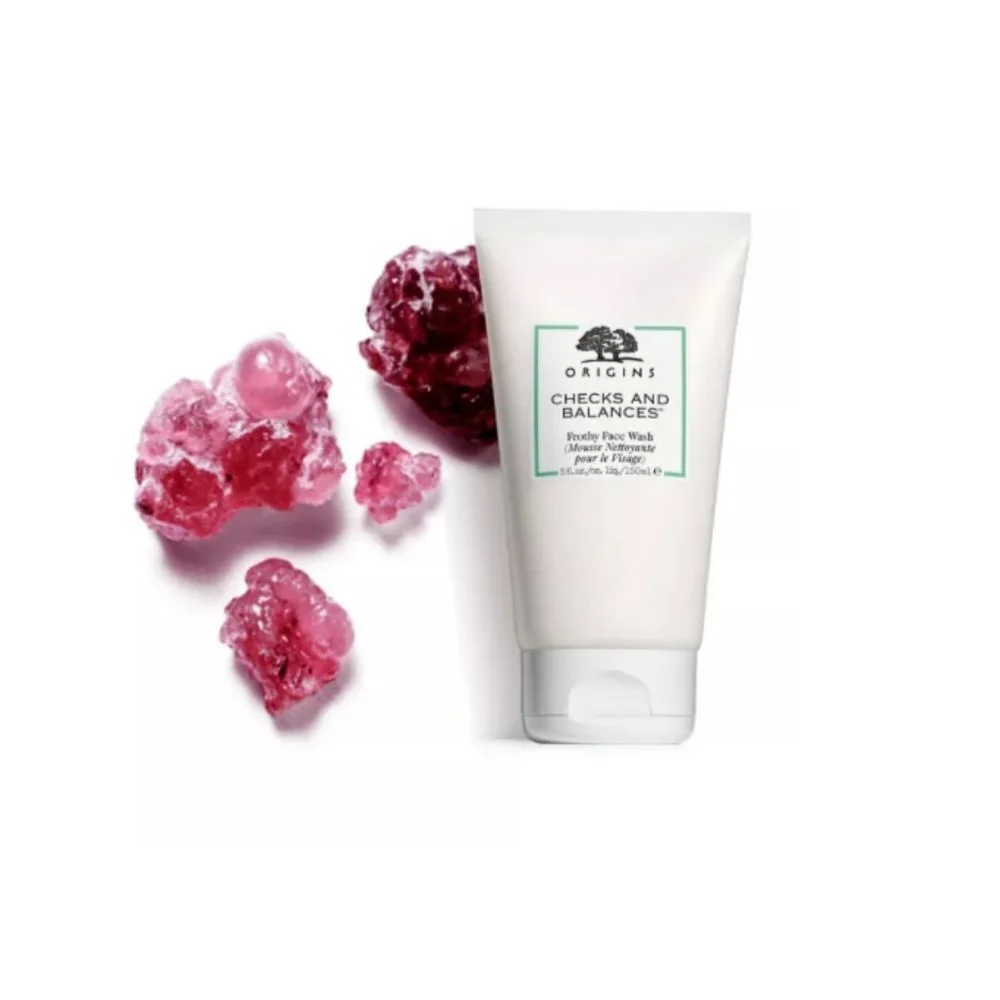 Origins Beauty Set-Beige Mesh Pouch,Cleanser,Lifting,Lotion,Gloss,Mask-6pc-NEW